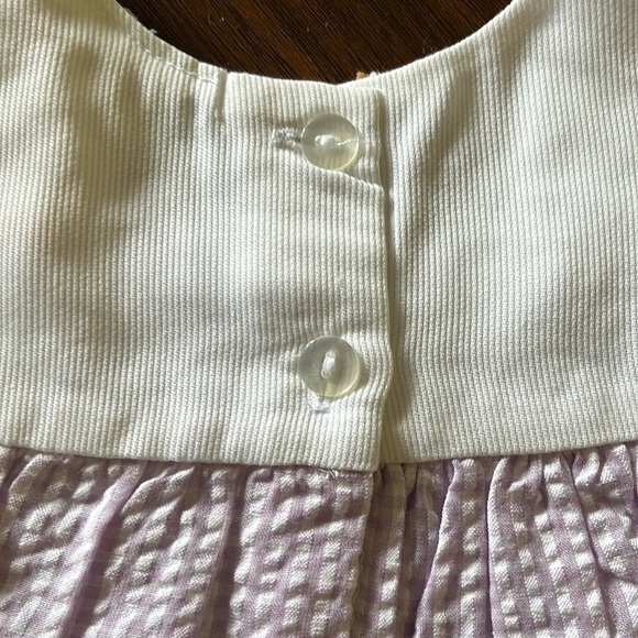 NEW Vintage Seersucker Toddler Purple White Floral Plaid Cottagecore Dress - Picture 5 of 6